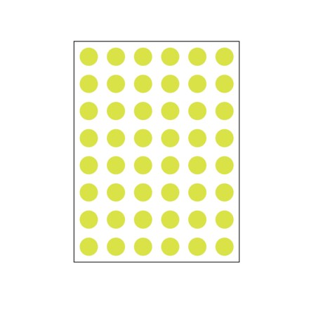 Nevs 1/4" Color Coding Dots Chartreuse Sheet Form DOT-14M Chart